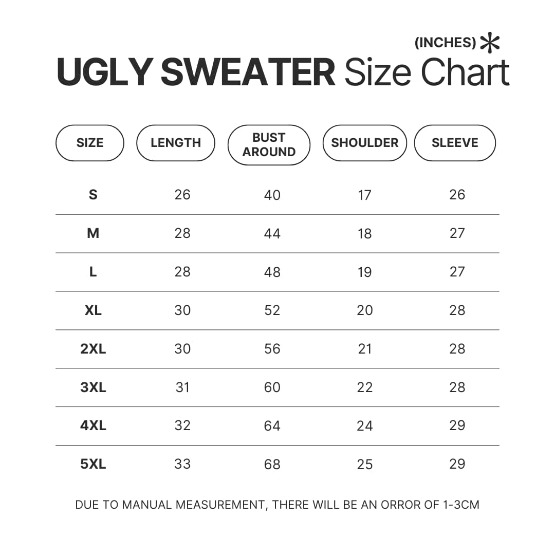 Ugly Sweater Size Chart - Jujutsu Kaisen AU Store