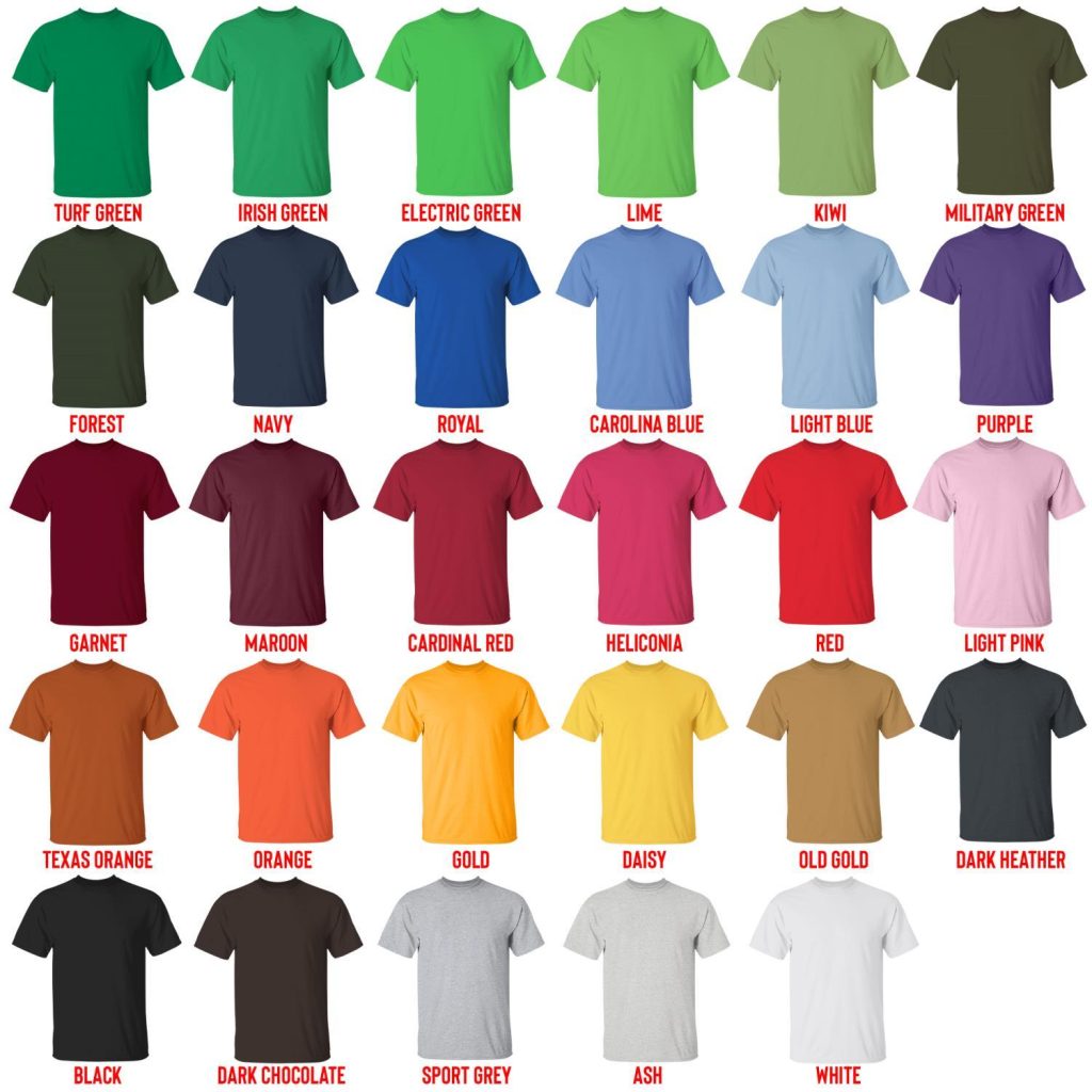 t shirt color chart - Jujutsu Kaisen AU Store