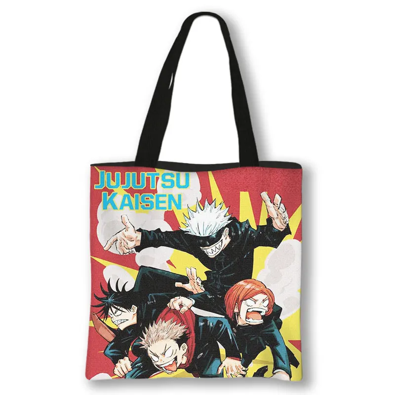 Anime Jujutsu Kaisen Shoulder Bag Japanese Gojo Satoru Yuji Itadori Tote Bags Ladies Shopping Bag Beach 11 - Jujutsu Kaisen AU Store