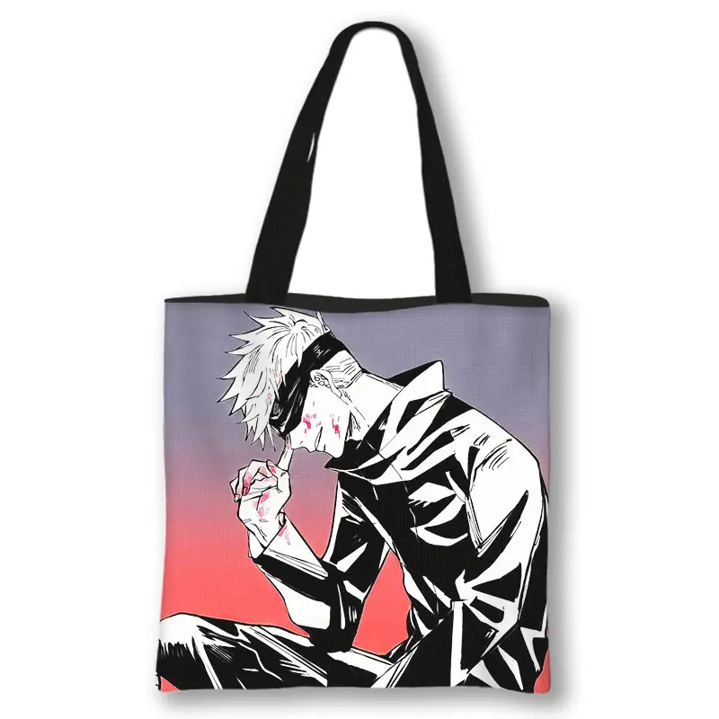 Anime Jujutsu Kaisen Shoulder Bag Japanese Gojo Satoru Yuji Itadori Tote Bags Ladies Shopping Bag Beach 12 - Jujutsu Kaisen AU Store