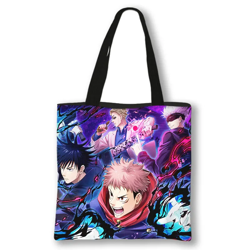 Anime Jujutsu Kaisen Shoulder Bag Japanese Gojo Satoru Yuji Itadori Tote Bags Ladies Shopping Bag Beach 5 - Jujutsu Kaisen AU Store