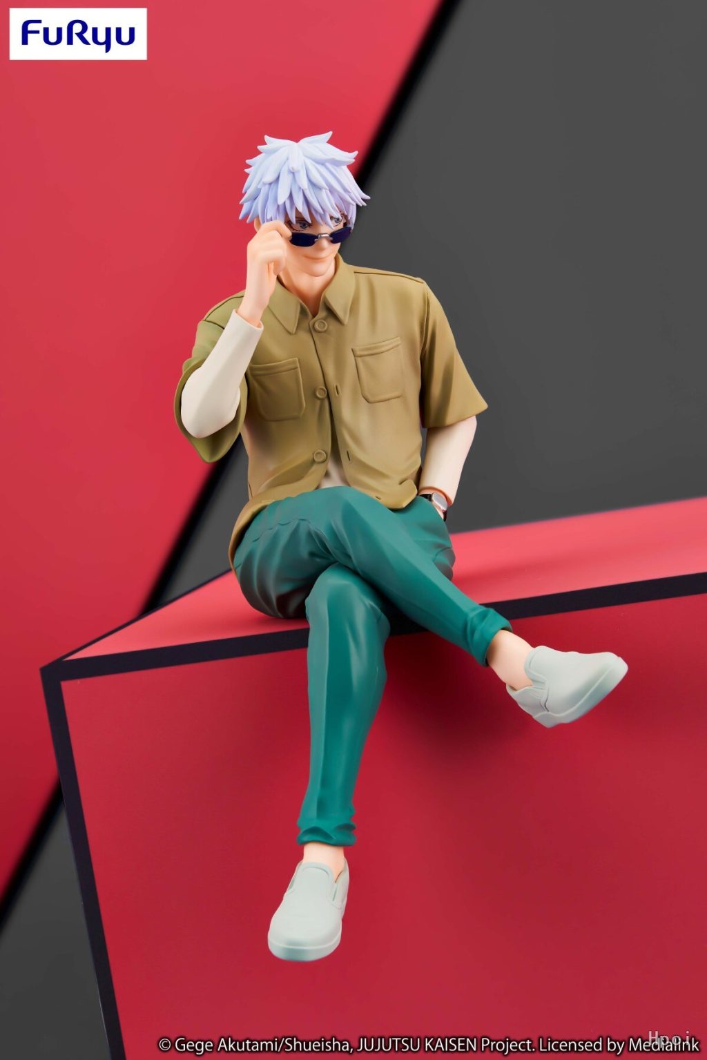 Genuine 15CM Figure Anime Jujutsu Kaisen Gojo Satoru Sunglasses Sitting Pressed Noodles Model Dolls Toy Gift 2 - Jujutsu Kaisen AU Store