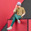 Genuine 15CM Figure Anime Jujutsu Kaisen Gojo Satoru Sunglasses Sitting Pressed Noodles Model Dolls Toy Gift 3 - Jujutsu Kaisen AU Store