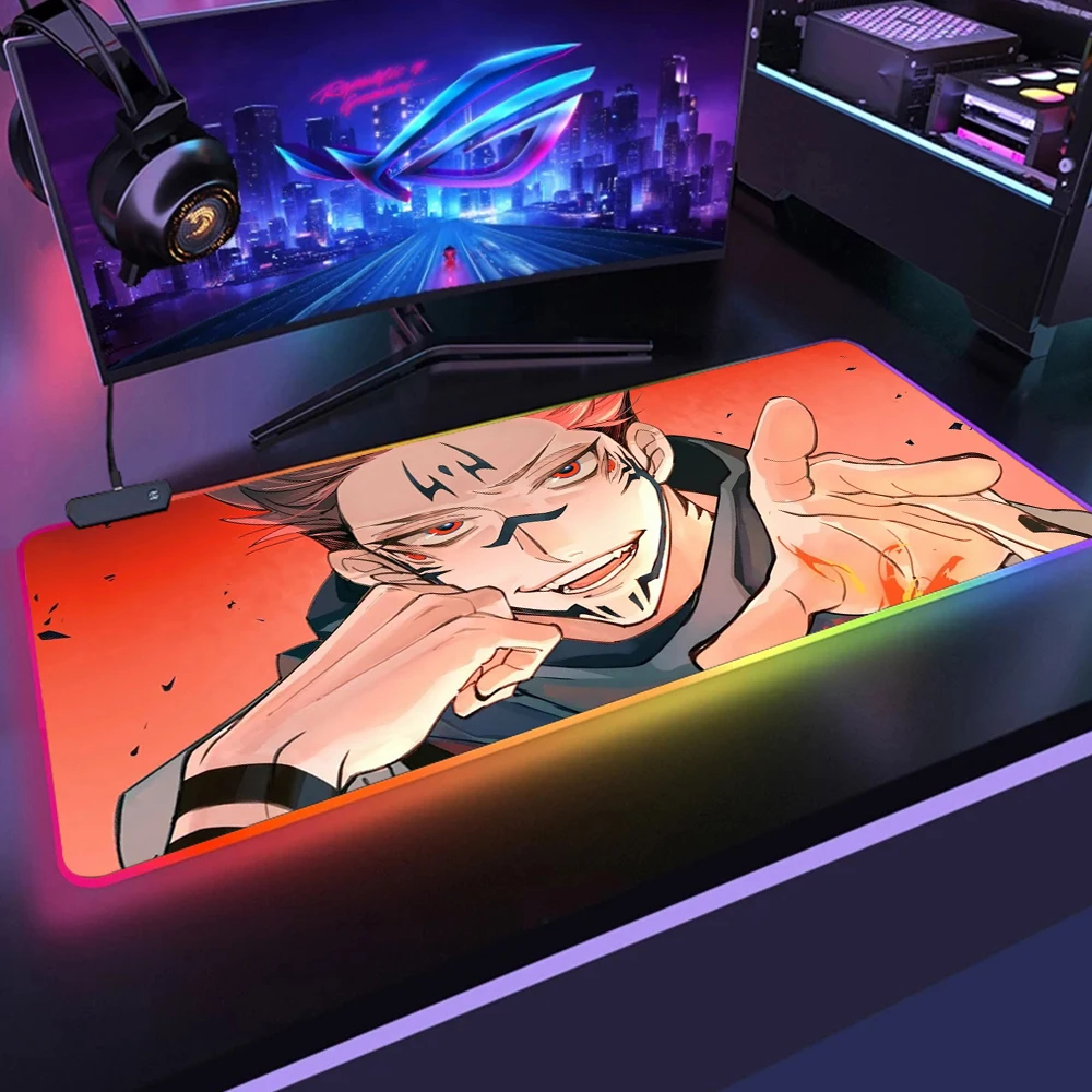 Jujutsu Kaisen LED Light Gaming Mouse Pad RGB Soft Large Keyboard Rubber Base Computer Carpet Desk 10 - Jujutsu Kaisen AU Store