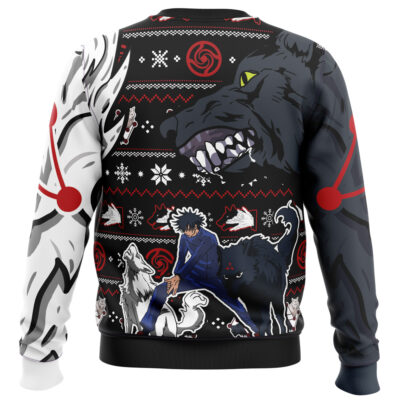 Alternative view of Megumi Divine Dogs Jujutsu Kaisen Ugly Christmas Sweater