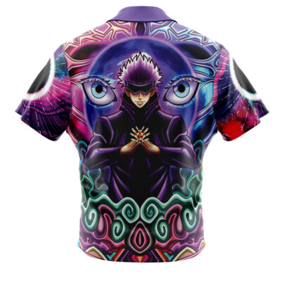 Alternative view of Trippy Gojo Satoru Jujutsu Kaisen Button Up Hawaiian Shirt
