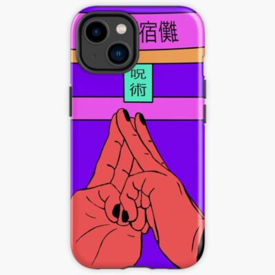 Ryomen Sukuna Hand Sign Malevolent Shrine Jujustu Kaisen Neon Iphone Case
