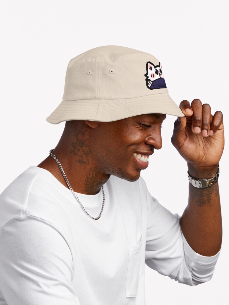 Cat Gojo Satoru Sticker Jujutsu Kaisen Bucket Hat - Image 2